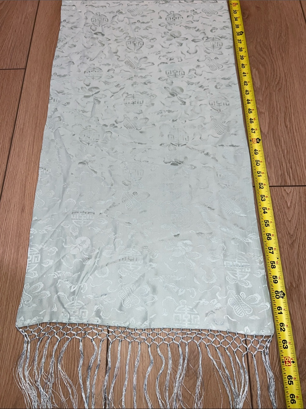 Light Mint 100% Silk Fringe Scarf - Women Accessories - Picture 6 of 9